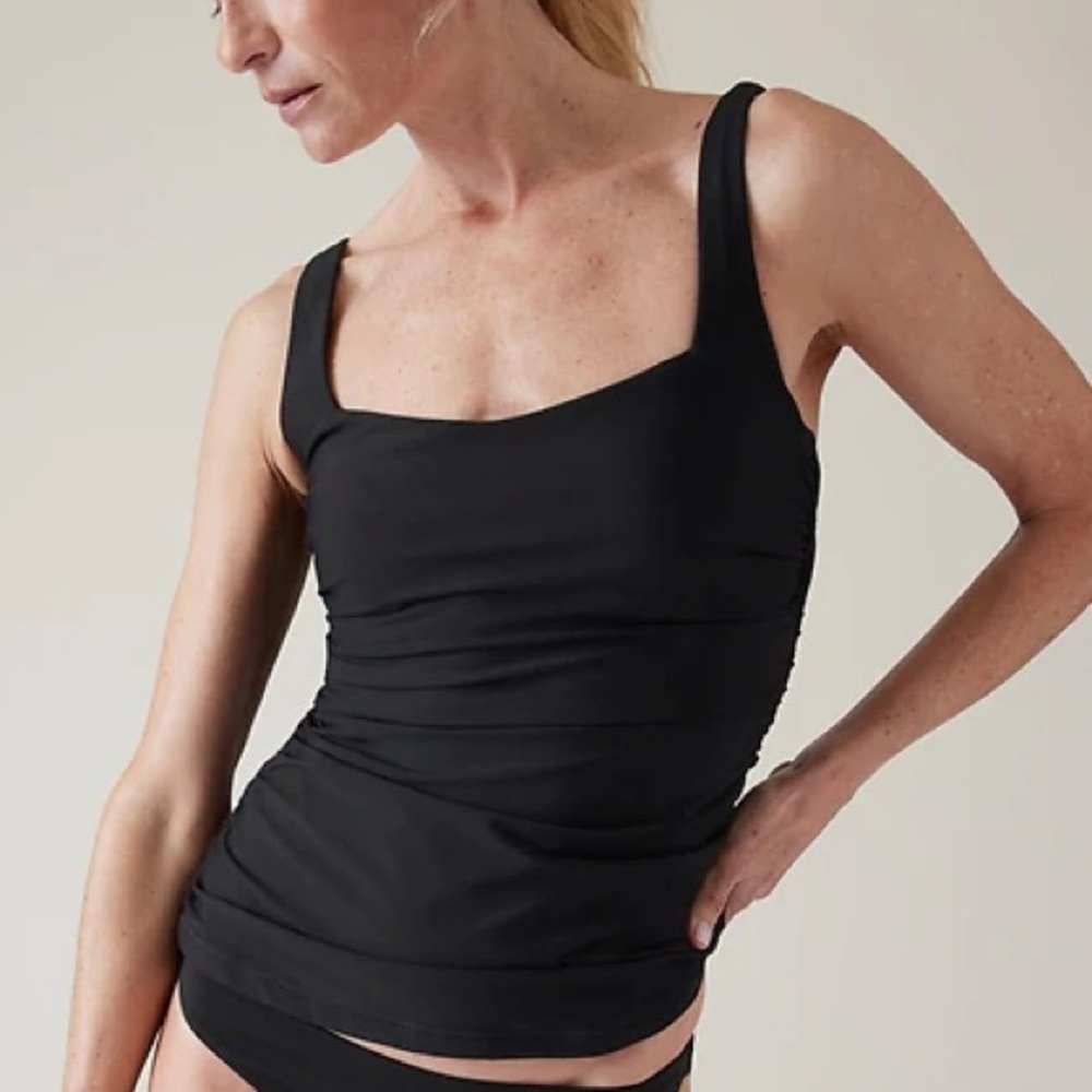 Athleta Square Neck Bra Cup Tankini NWT Black